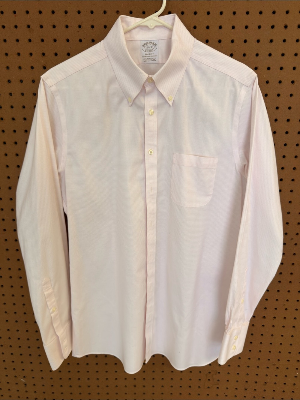 Brooks Brothers Soho Extra Slim Non-Iron Stretch Supima Shirt Pink Check 15.5 33